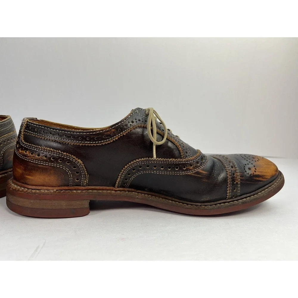 Allen Edmonds Strandmok Shoes Burnished Brown Cap Toe Dainite Soles Men's 10 D